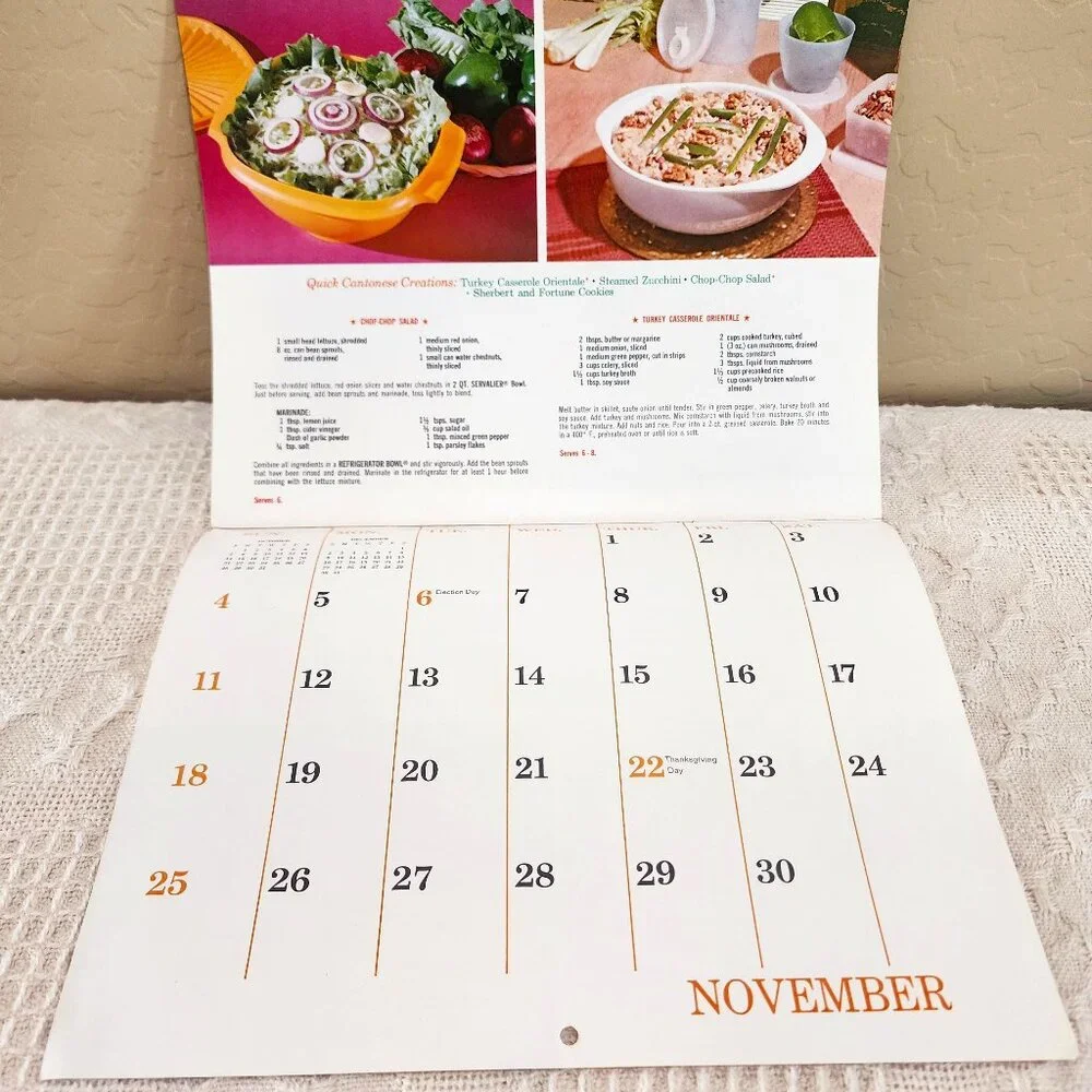 1973 MCM Vintage Unused Tupperware Calendar + Mailing Envelope and Letter NOS